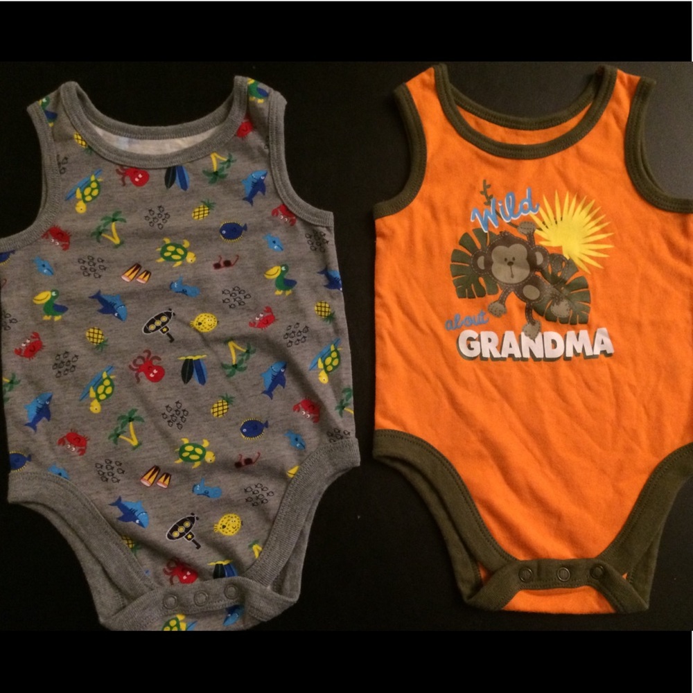2 tank top onesies 3/6 months garanimals